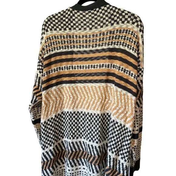 MARLED by REUNITED Color Blocked Striped Print Tan, Gray Boho Aztec Cardigan - Picture 9 of 10